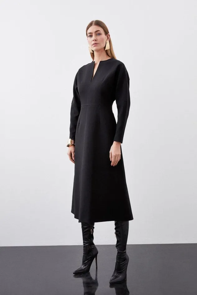 Dresses Women Karen Millen Structured Crepe Tailored Keyhole Rounded A Line Midaxi Dress Black Dresses Women Karen Millen Structured Crepe Tailored Keyhole Rounded A Line Midaxi Dress Black