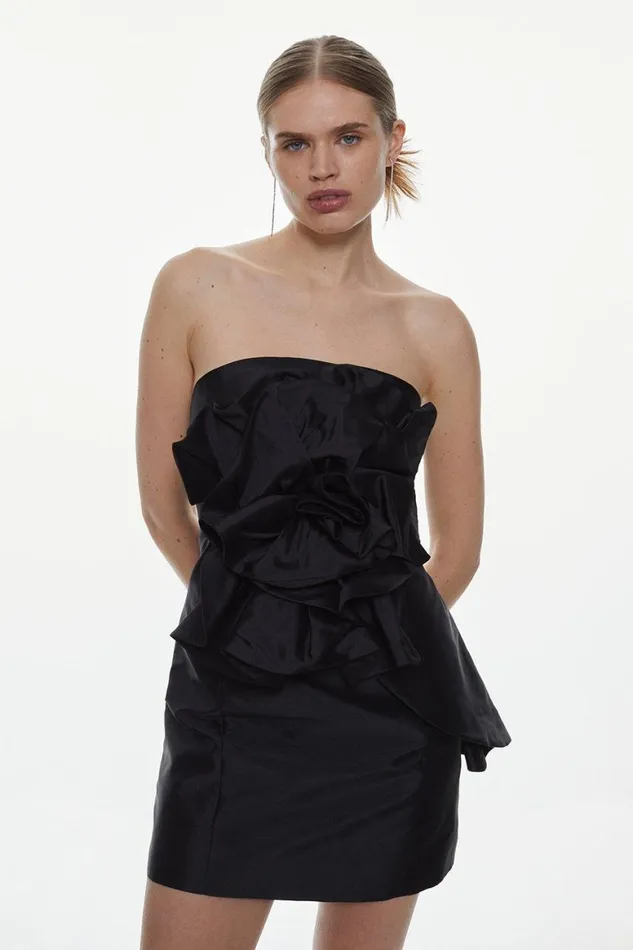 Dresses Women Karen Millen Taffeta Rosette Mini Dress Black
