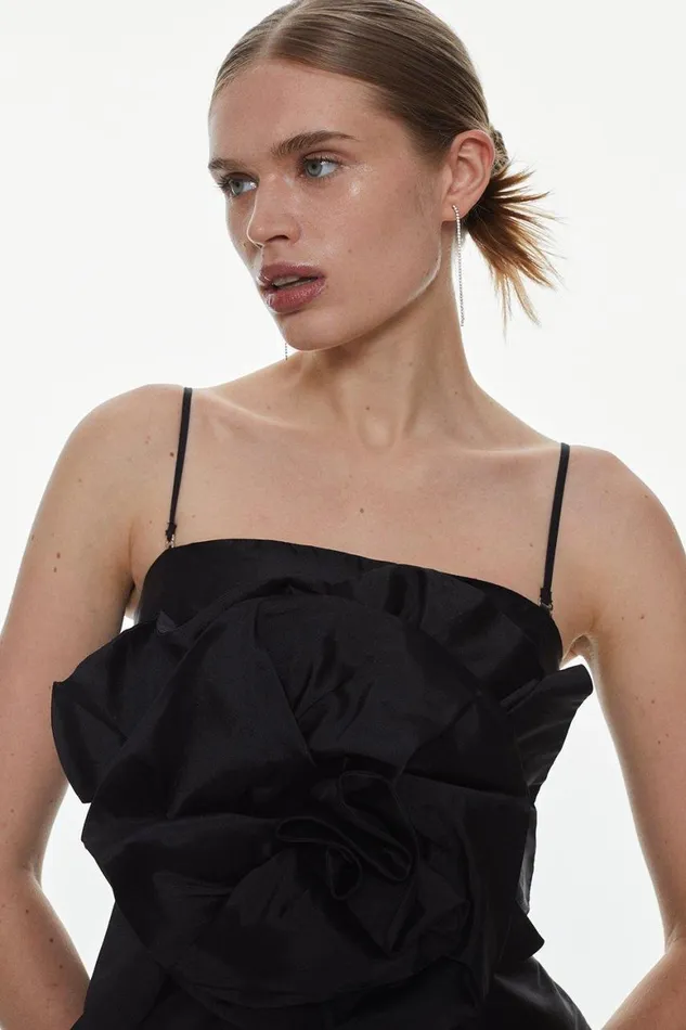 Dresses Women Karen Millen Taffeta Rosette Mini Dress Black
