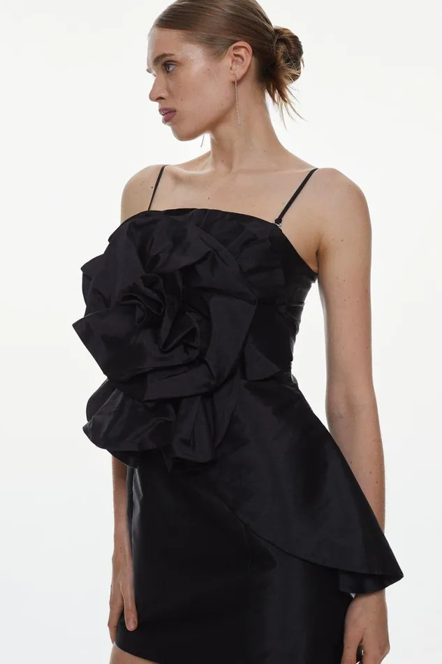 Dresses Women Karen Millen Taffeta Rosette Mini Dress Black