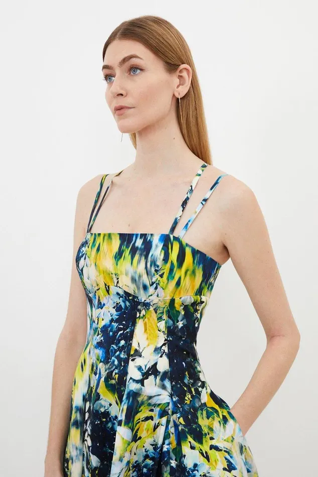 Dresses Women Karen Millen Tailored Blurred Wisteria Strappy Mini Dress Multi