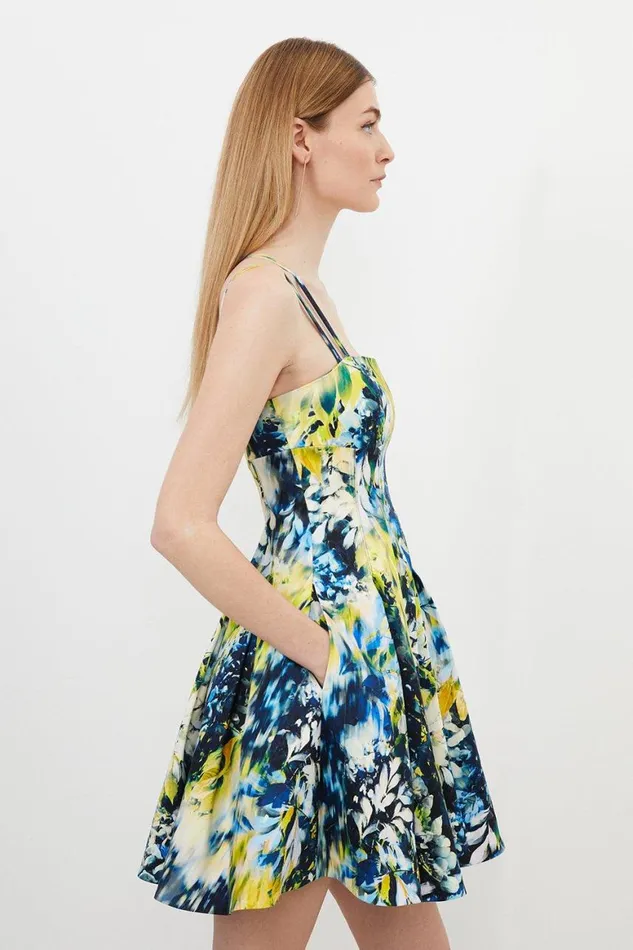 Dresses Women Karen Millen Tailored Blurred Wisteria Strappy Mini Dress Multi