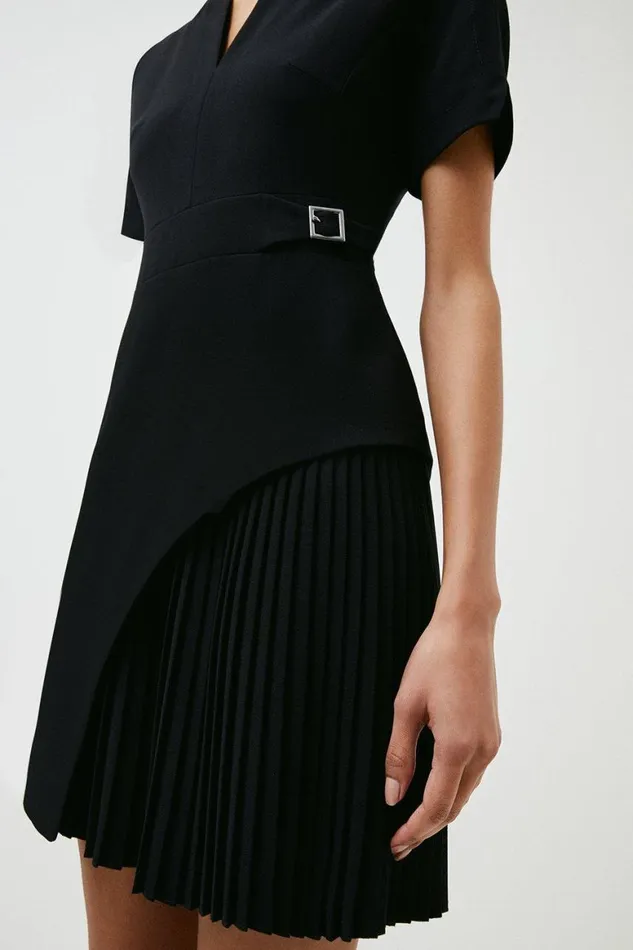 Dresses Women Karen Millen Tailored Military Pleat Short Sleeve Mini Dress Black