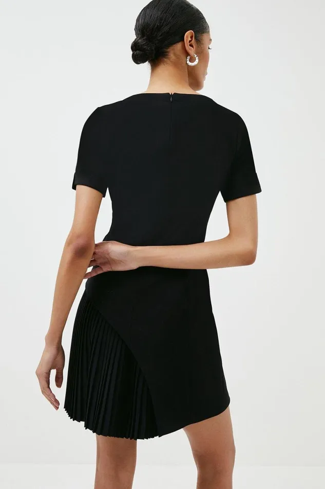 Dresses Women Karen Millen Tailored Military Pleat Short Sleeve Mini Dress Black