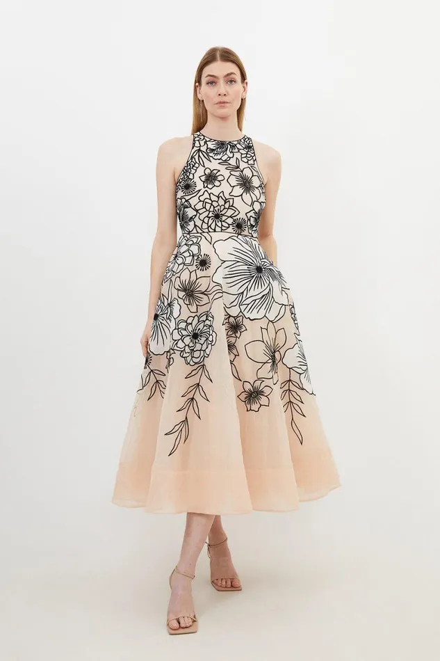 Dresses Women Karen Millen Tall Applique Organdie Halter Woven Maxi Dress Blush Dresses Women Karen Millen Tall Applique Organdie Halter Woven Maxi Dress Blush