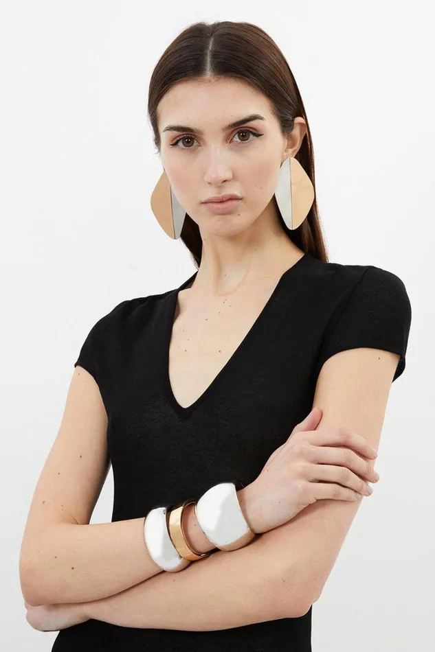 Dresses Women Karen Millen V Neck Cap Sleeve Summer Knit Column Dress Black