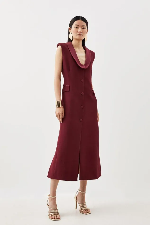 Dresses Women Karen Millen Viscose Satin Back Crepe Tailored Sleeveless Tux Dress Berry Dresses Women Karen Millen Viscose Satin Back Crepe Tailored Sleeveless Tux Dress Berry