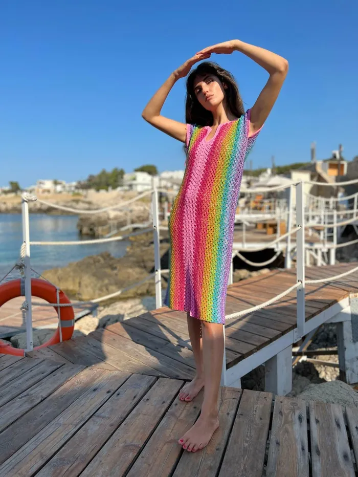 Dresses Women Rose Carmine DJELABA DRESS RAINBOW PINK