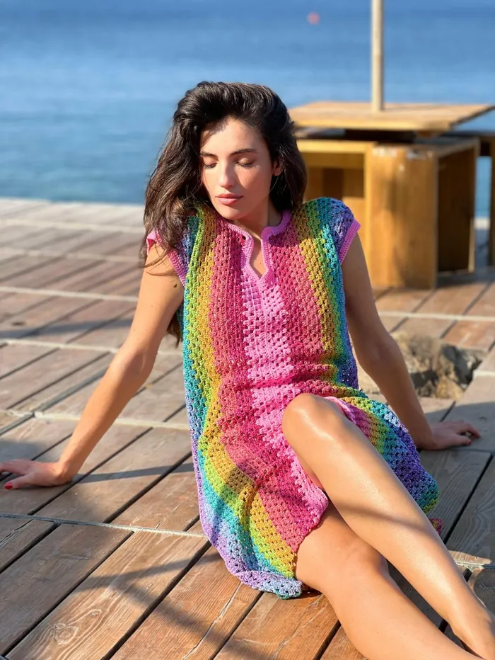 Dresses Women Rose Carmine DJELABA DRESS RAINBOW PINK