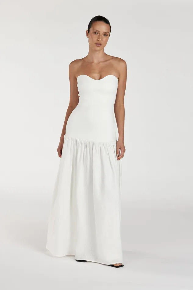 ELLISON WHITE STRAPLESS MIDI DRESS Women DISSH White Dresses