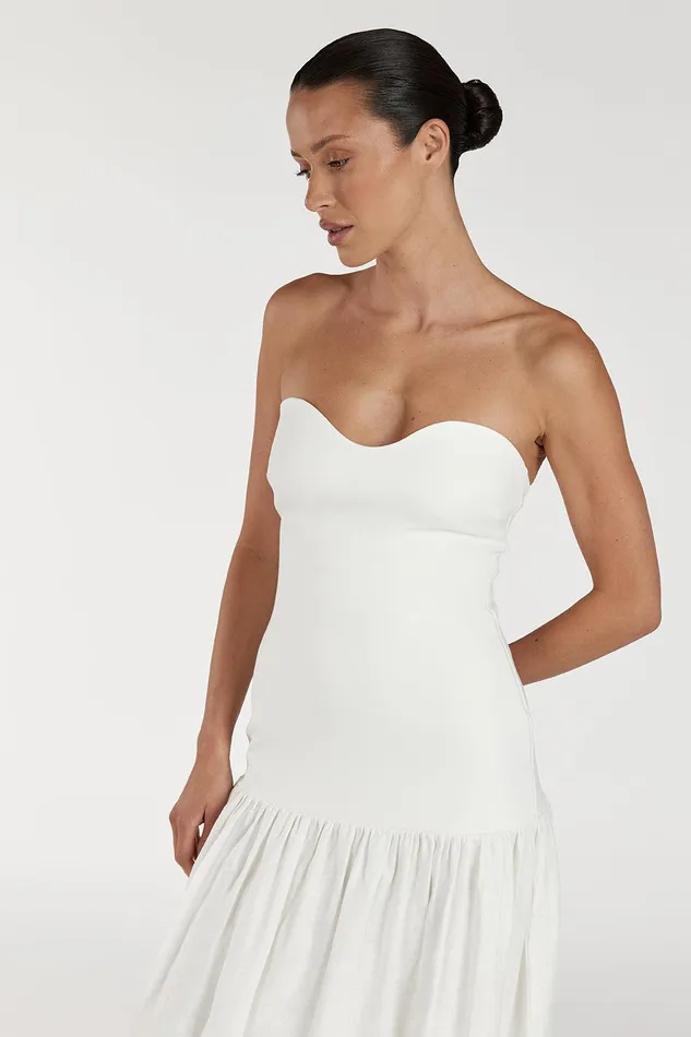 ELLISON WHITE STRAPLESS MIDI DRESS Women DISSH White Dresses