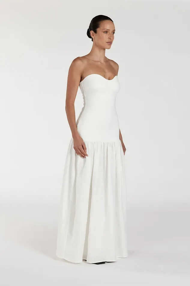 ELLISON WHITE STRAPLESS MIDI DRESS Women DISSH White Dresses