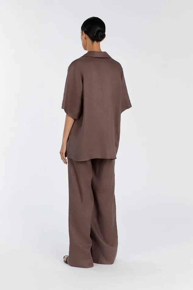 EMELIA CHOCOLATE LINEN WRAP SHIRT Women DISSH Shirts