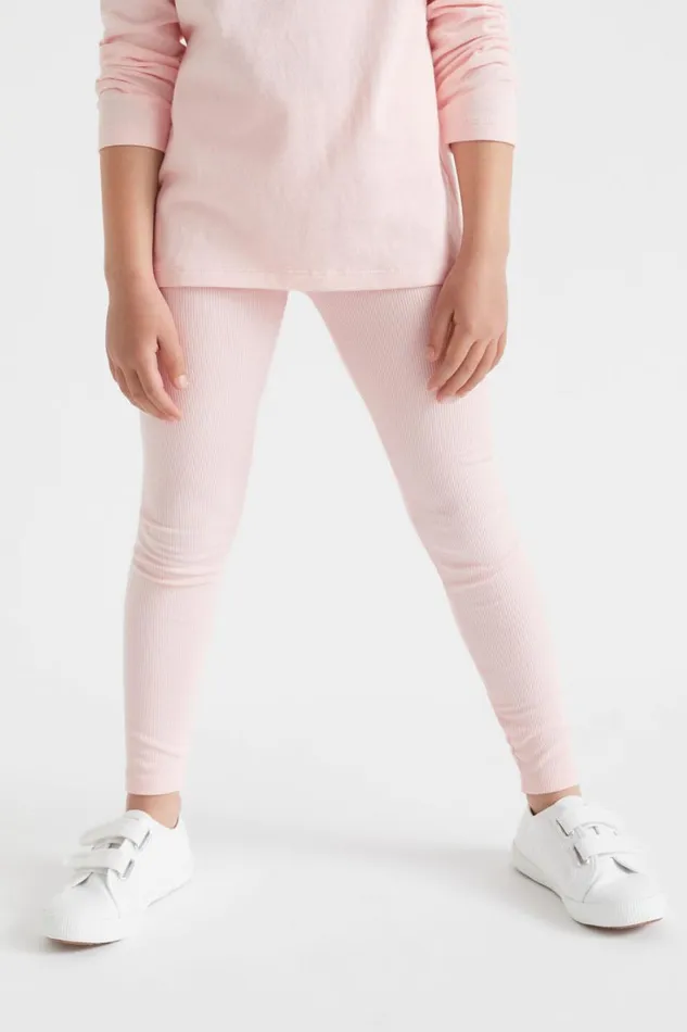Essentials Girl Seed Heritage Core Rib Legging Dusty Rose