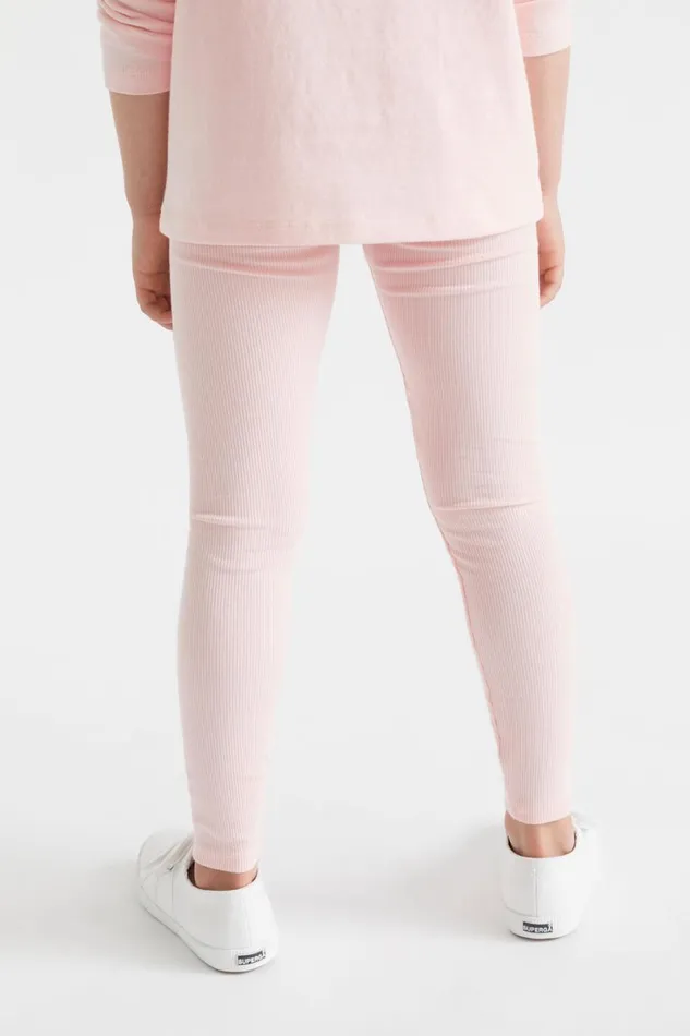 Essentials Girl Seed Heritage Core Rib Legging Dusty Rose