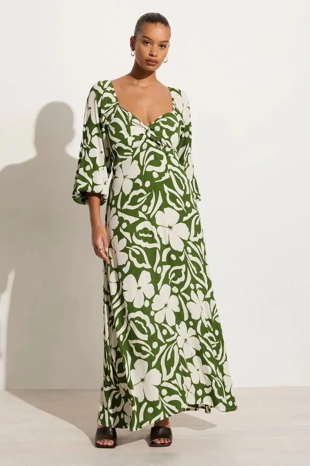 Faithfull The Brand Dresses Ondina Midi Dress Pavito Floral Olive 8211 Final Sale 8211 Women