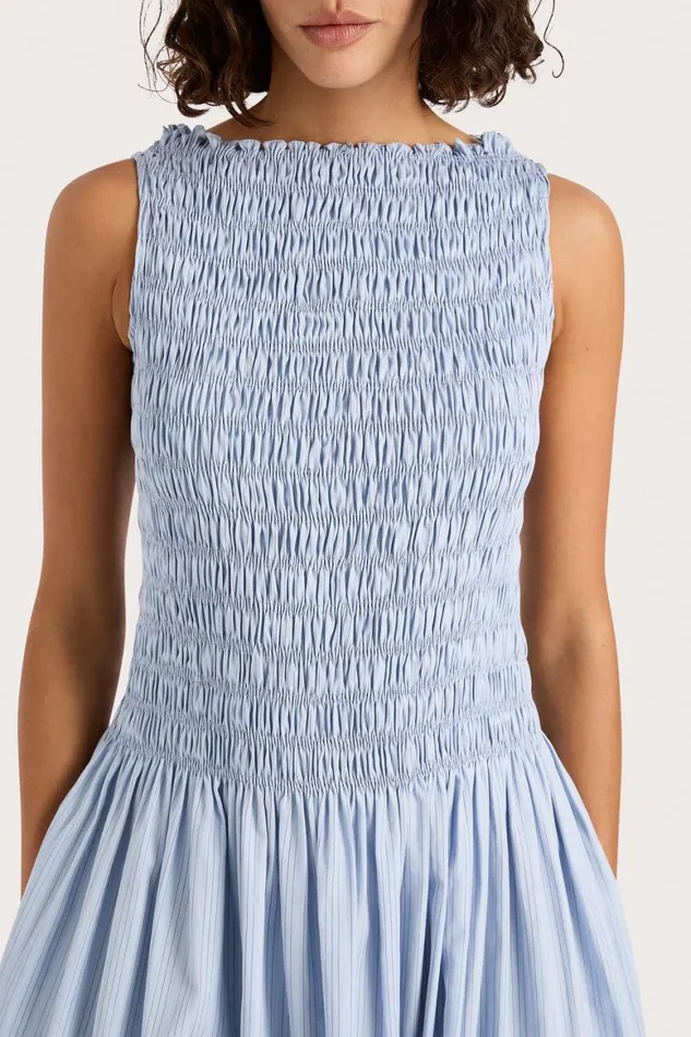 Faithfull The Brand Midi Dresses Noa Midi Dress Blue Pinstripe 8211 Women Faithfull The Brand Midi Dresses Noa Midi Dress Blue Pinstripe 8211 Women