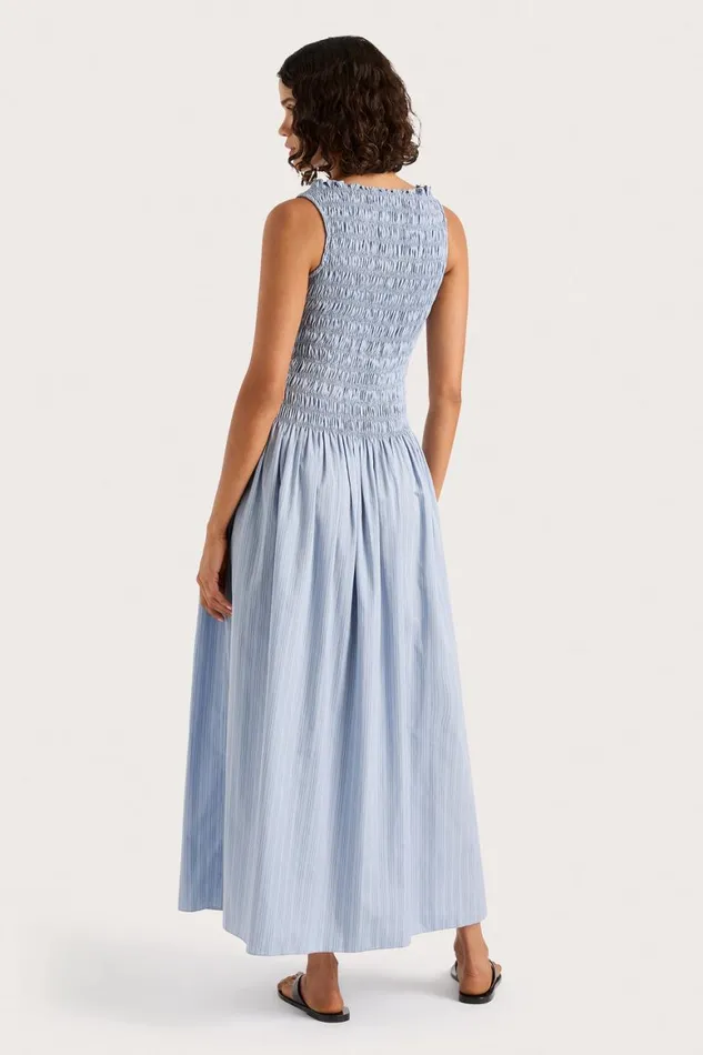Faithfull The Brand Midi Dresses Noa Midi Dress Blue Pinstripe 8211 Women Faithfull The Brand Midi Dresses Noa Midi Dress Blue Pinstripe 8211 Women