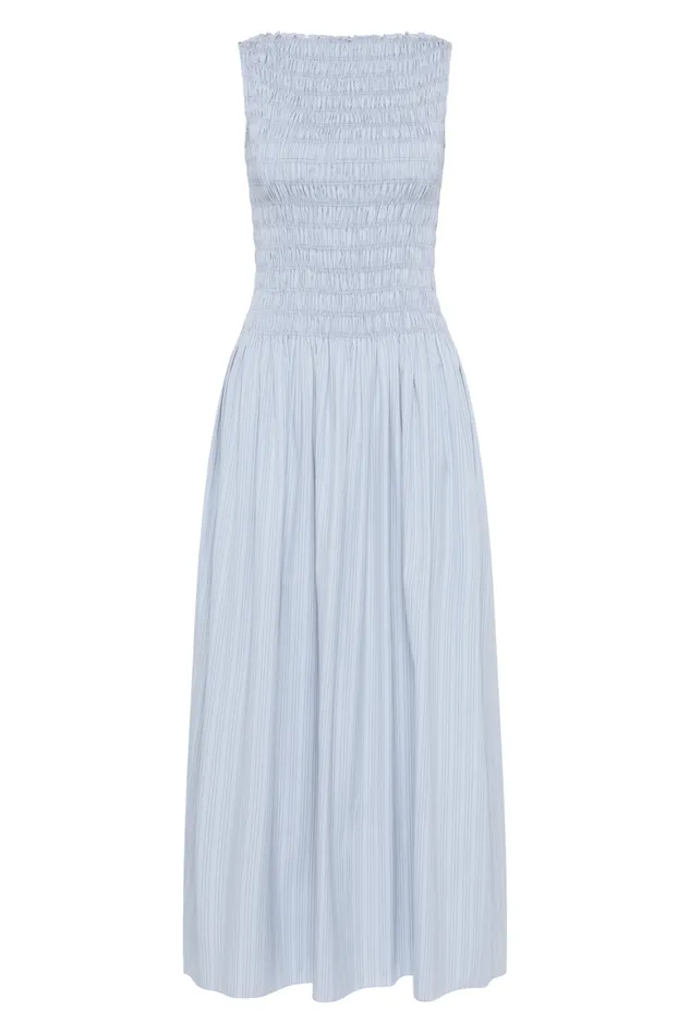 Faithfull The Brand Midi Dresses Noa Midi Dress Blue Pinstripe 8211 Women Faithfull The Brand Midi Dresses Noa Midi Dress Blue Pinstripe 8211 Women