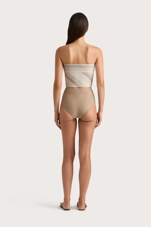 Faithfull The Brand Swim Jean Swim Top Futura Stripe Taupe 8211 Women