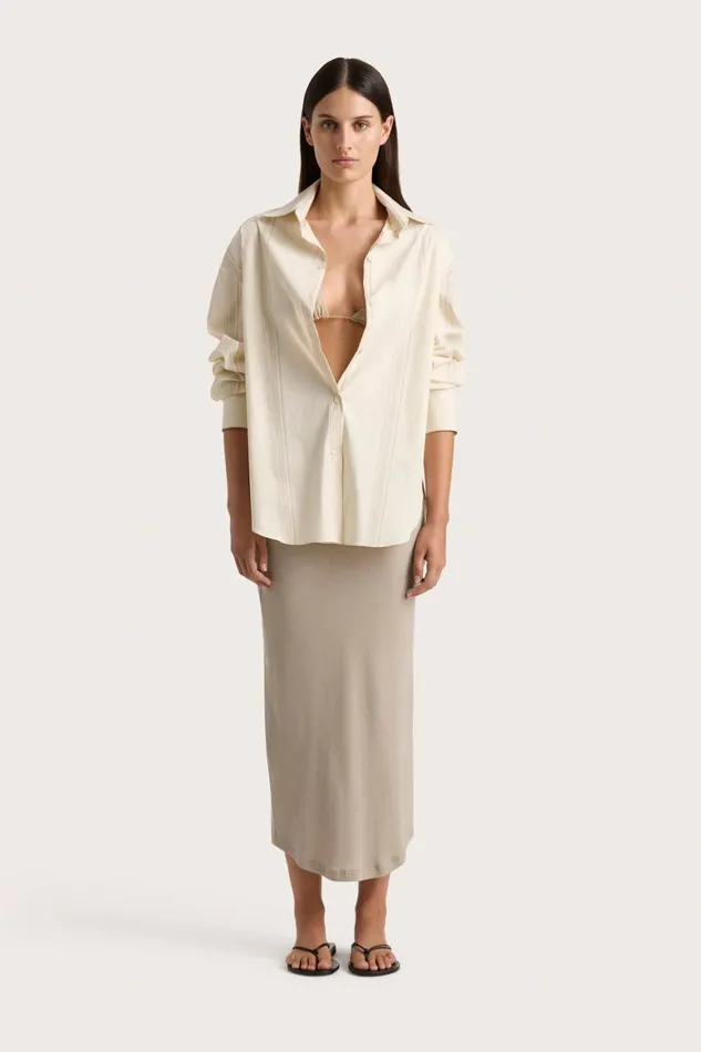 Faithfull The Brand Tops En Vau Shirt Foam Taupe Stripe 8211 Women