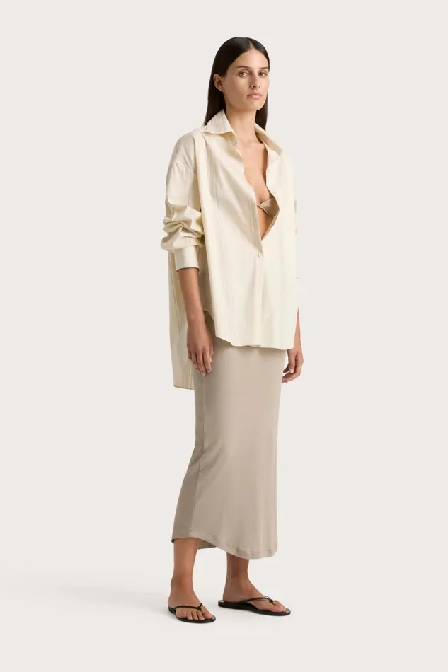 Faithfull The Brand Tops En Vau Shirt Foam Taupe Stripe 8211 Women