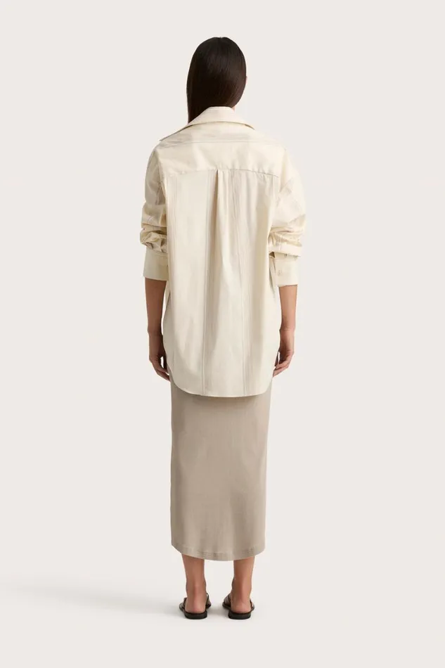 Faithfull The Brand Tops En Vau Shirt Foam Taupe Stripe 8211 Women