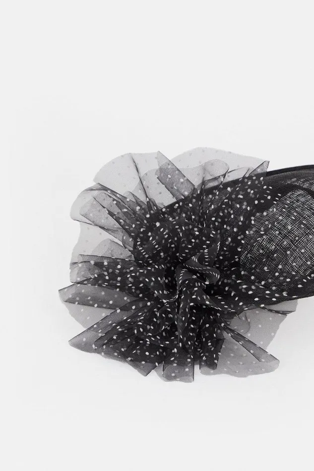Fascinators Women Karen Millen Spot Tulle Asymetric Fascinator Black