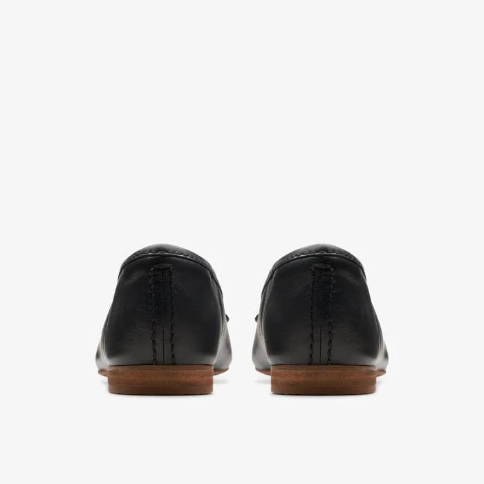 Fawna Lily Black Leather Women Clarks Flats