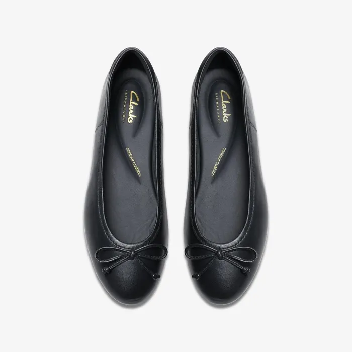 Fawna Lily Black Leather Women Clarks Flats