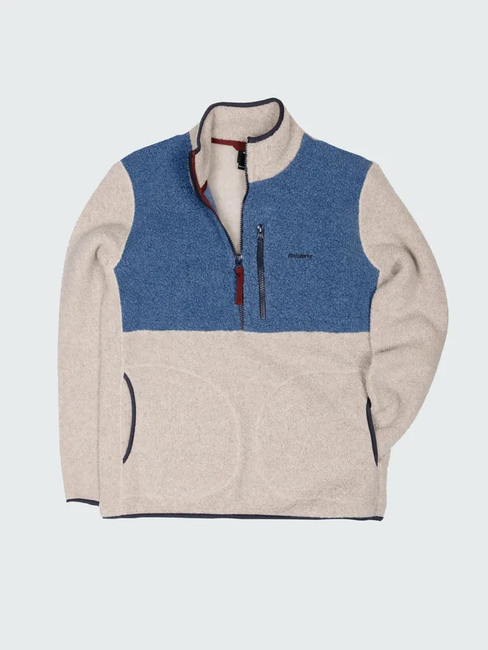 Finisterre Fleece Men Hegen 14 Zip Wool Fleece Coastal Fjordoatmeal