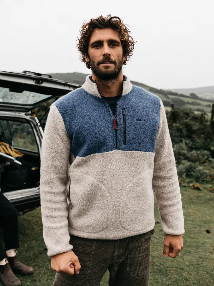 Finisterre Fleece Men Hegen 14 Zip Wool Fleece Coastal Fjordoatmeal