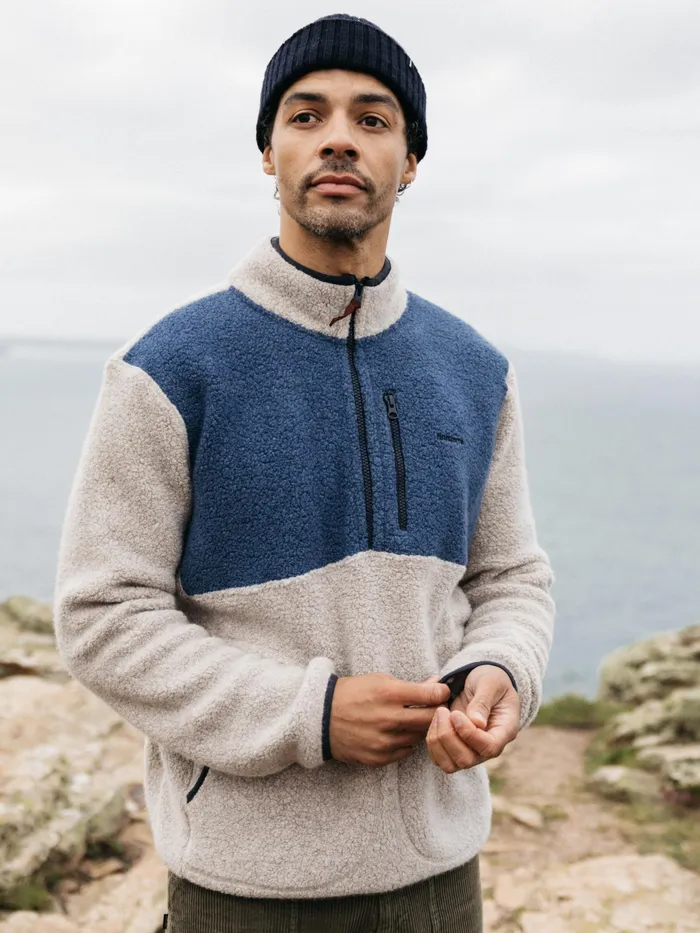 Finisterre Fleece Men Hegen 14 Zip Wool Fleece Coastal Fjordoatmeal