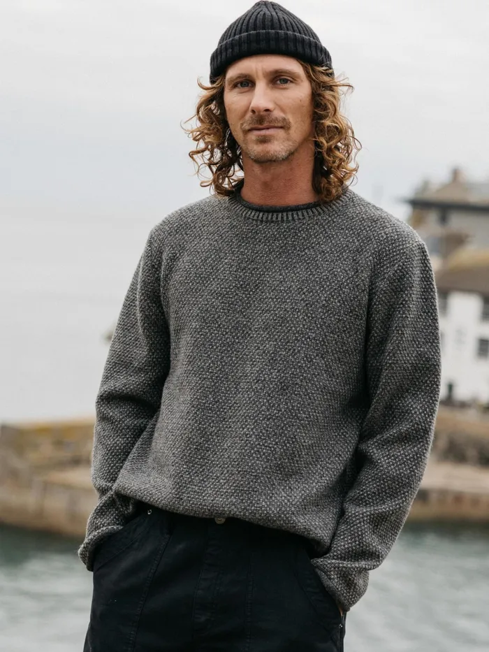 Finisterre Knitwear Men Barents Sweater Grey Marl