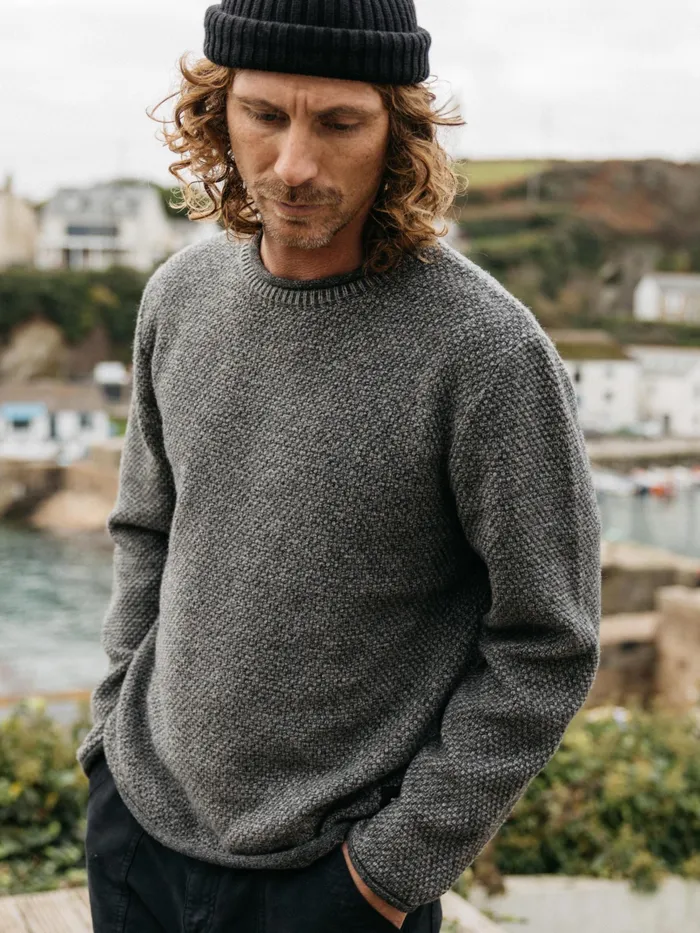 Finisterre Knitwear Men Barents Sweater Grey Marl