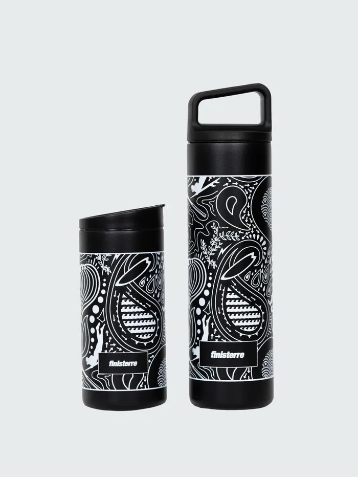 Finisterre Water Bottles MenWomen MiiR 12oz Flip Traveller Bottle Black Paisley