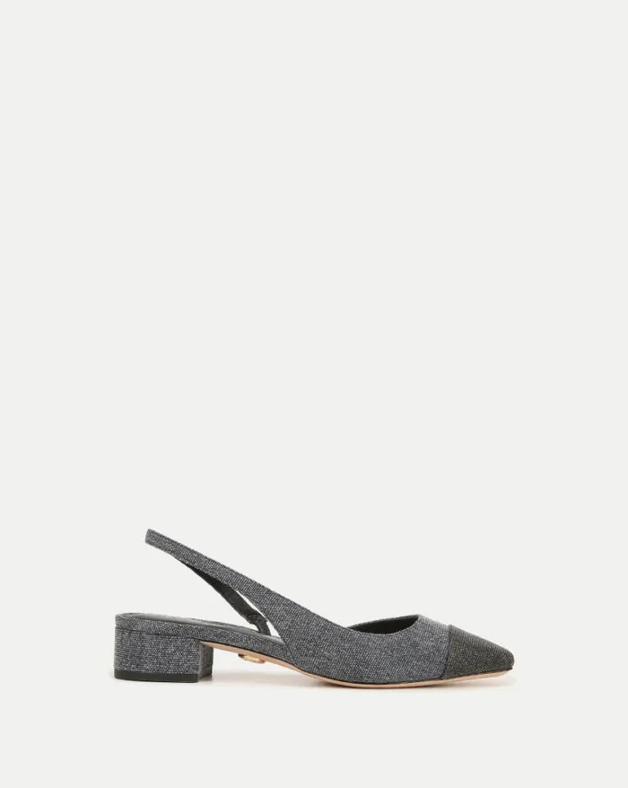 Flats and Loafers Shop Veronica Beard Cecile Denim CapToe Slingback Blueblack