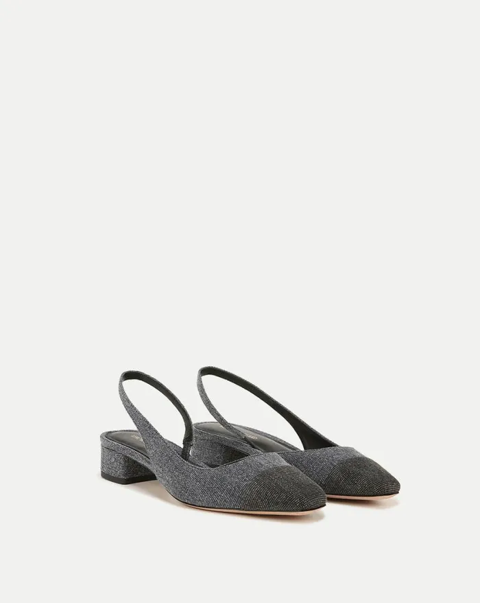 Flats and Loafers Shop Veronica Beard Cecile Denim CapToe Slingback Blueblack
