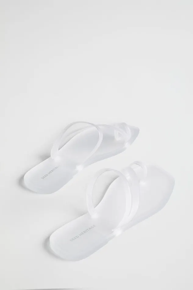 Flats Woman Seed Heritage Asymmetric Jelly Slide Clear