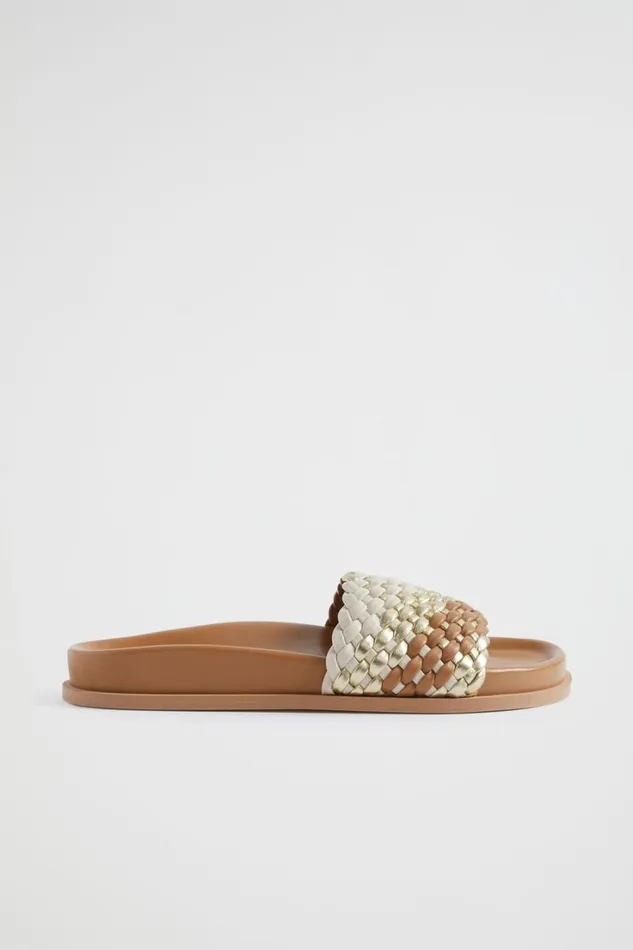 Flats Woman Seed Heritage Fia Woven Footbed Slide Caramel Multi