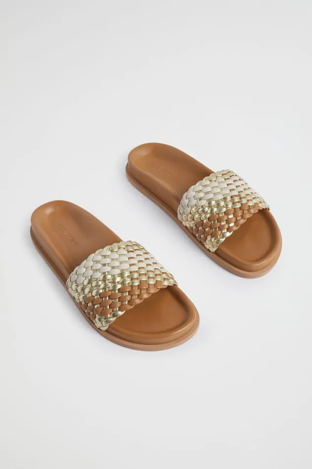 Flats Woman Seed Heritage Fia Woven Footbed Slide Caramel Multi