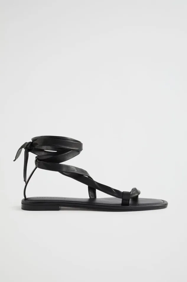 Flats Woman Seed Heritage Nicole Leather Tie Up Sandal Black