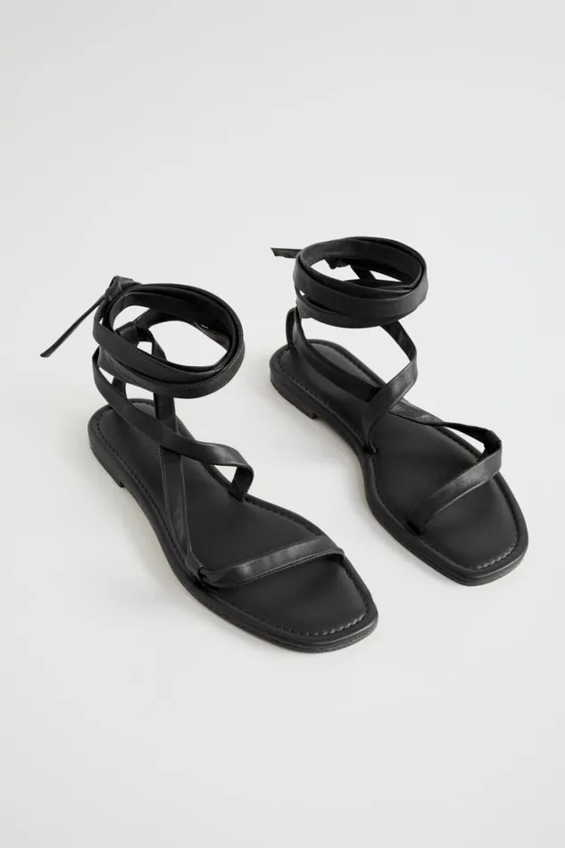 Flats Woman Seed Heritage Nicole Leather Tie Up Sandal Black