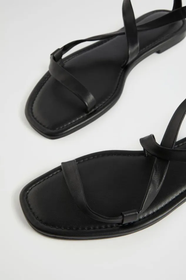 Flats Woman Seed Heritage Nicole Leather Tie Up Sandal Black