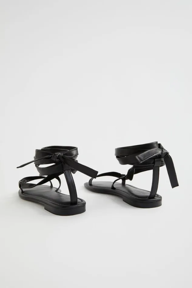 Flats Woman Seed Heritage Nicole Leather Tie Up Sandal Black
