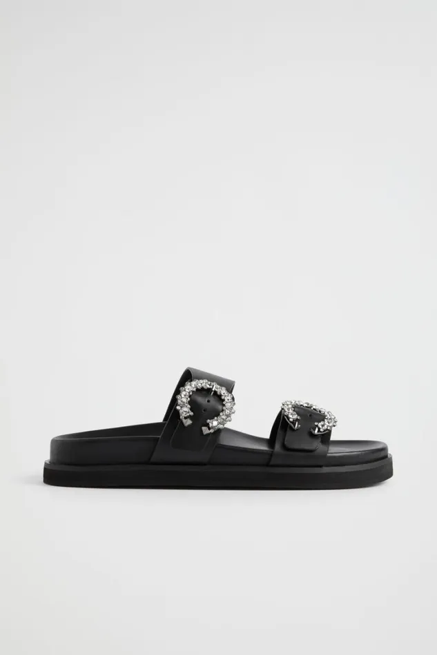 Flats Woman Seed Heritage Romy Diamante Buckle Slide Black
