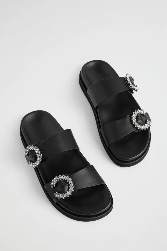 Flats Woman Seed Heritage Romy Diamante Buckle Slide Black