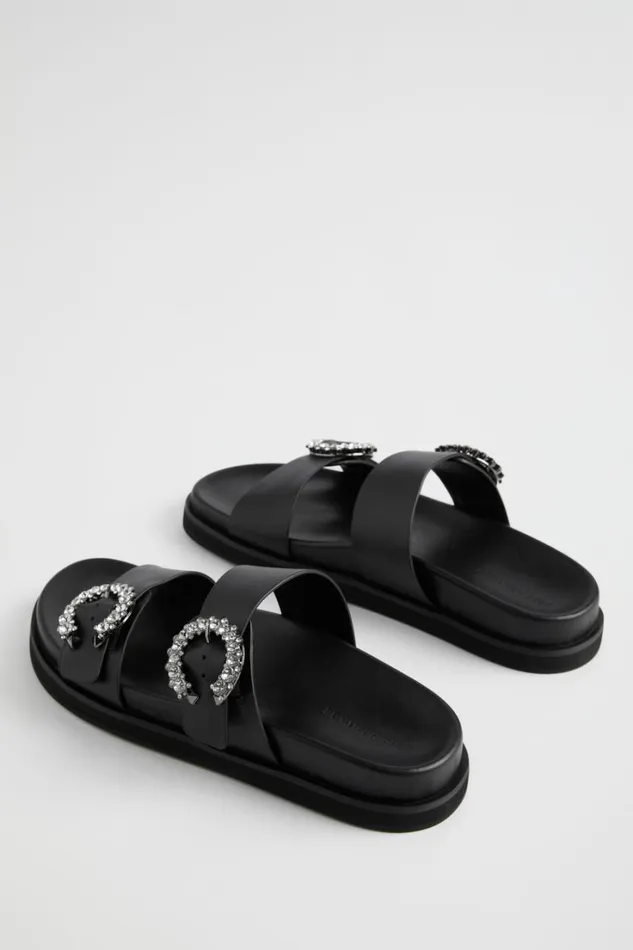Flats Woman Seed Heritage Romy Diamante Buckle Slide Black