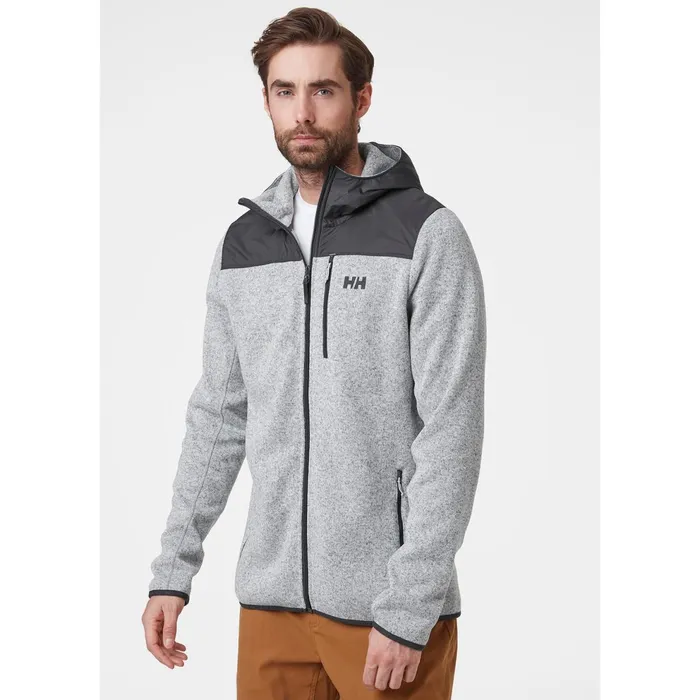Fleece Men Helly Hansen VARDE HOODED FLEECE JACKET 853 Grey Fog