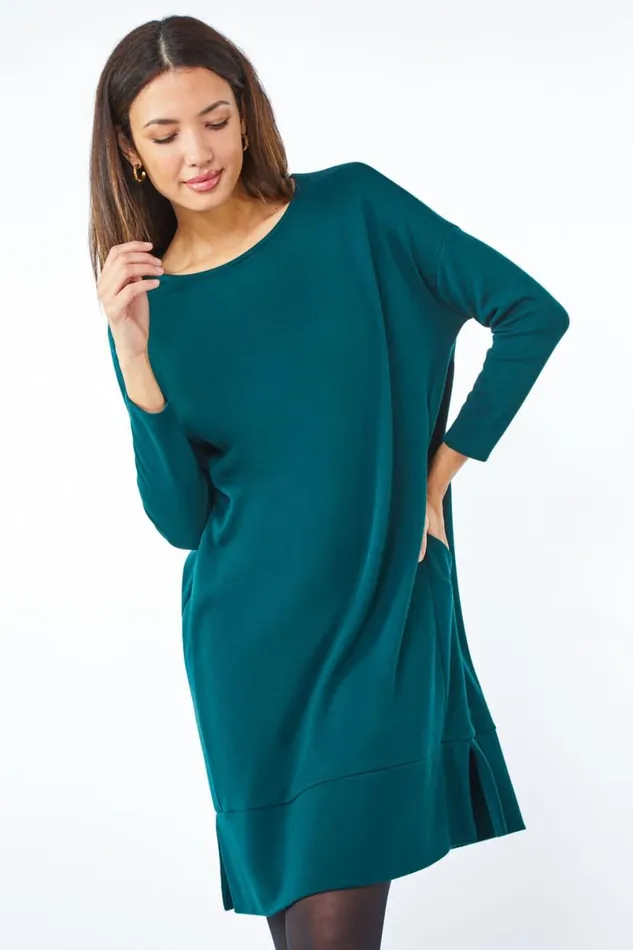 Forest Oversized Tunic Pocket Dress Women Roman Dresses